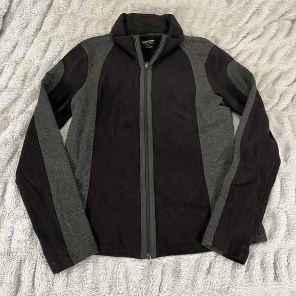 Calvin Klein Performance Jacket Men’s L Black Gray Quick Dry Full Zip Activewear - Picture 1 of 7